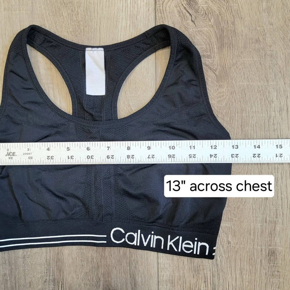 Calvin Klein Performance size Medium Impact Sports Bra Black Racer Back Crop Top